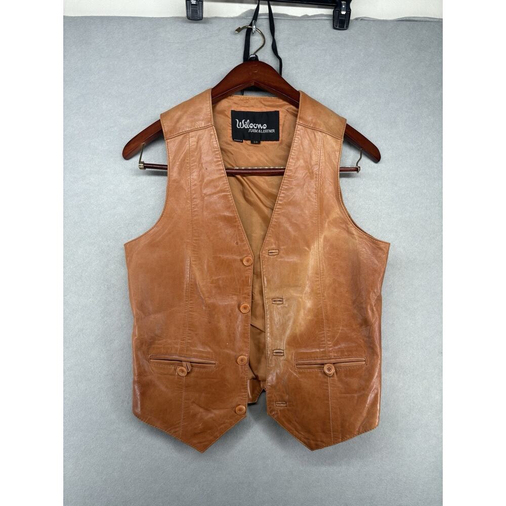 Wilsons Vintage Caramel‎ Supple Leather Fully Lined Vest Korea 70s Men's Sz 38